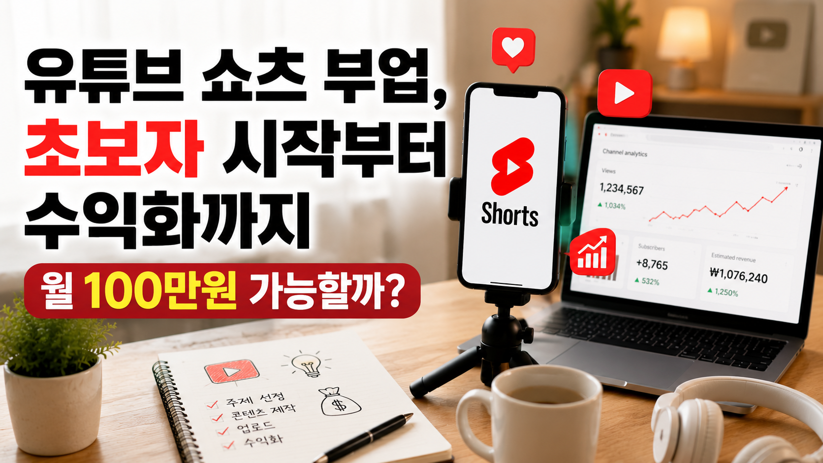 유튜브 쇼츠 부업, 초보자 시작부터 수익화까지