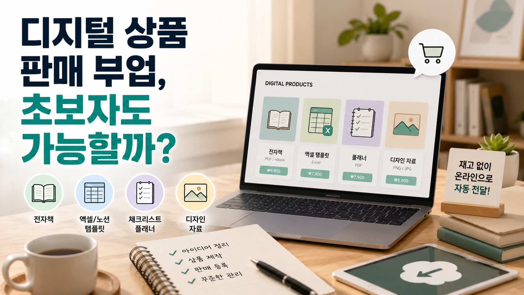 디지털 상품 판매 부업, 초보자도 가능할까?
